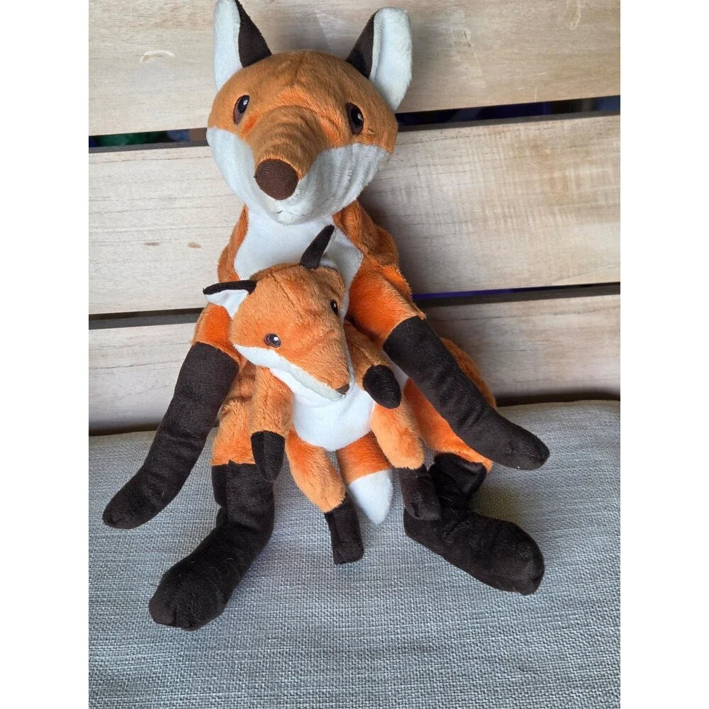 Woodland Mother & Baby Fox Plush Duo - Soft Stuffed Animal Toy, Cottagecore Nurs